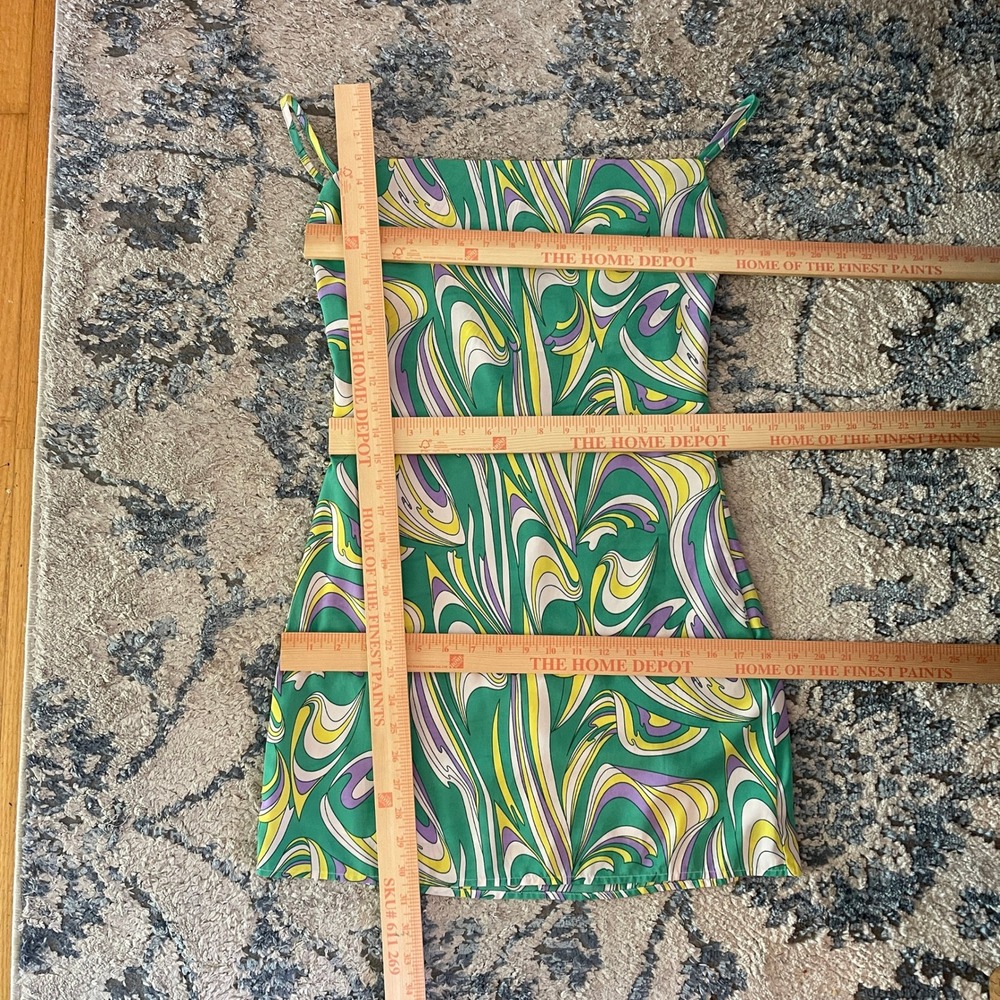 Pretty Garbage Green Psychedelic Swirl Cowl Neck Mini Dress Small PSD075 - Picture 6 of 6